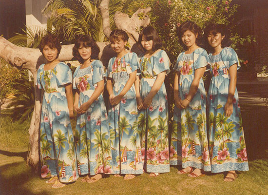 Female staff wearing muumuu